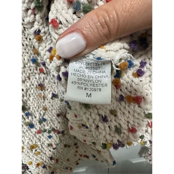 Entro Womens Sweater Cropped Knit Long Sleeve Rainbow Confetti Medium - Picture 4 of 9